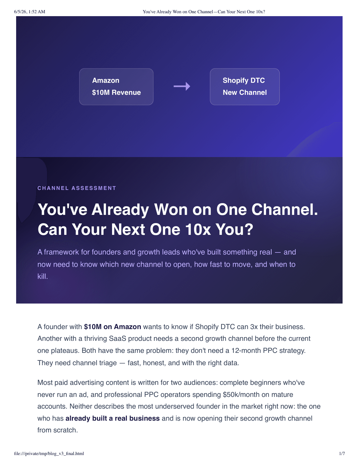 Channel assessment preview