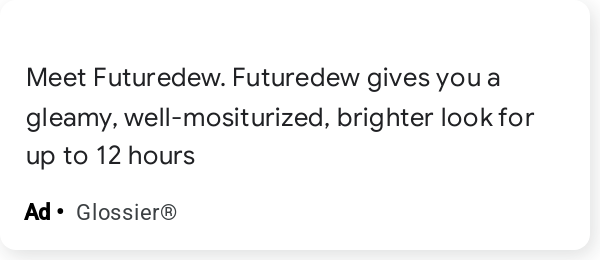 Glossier ad on Google